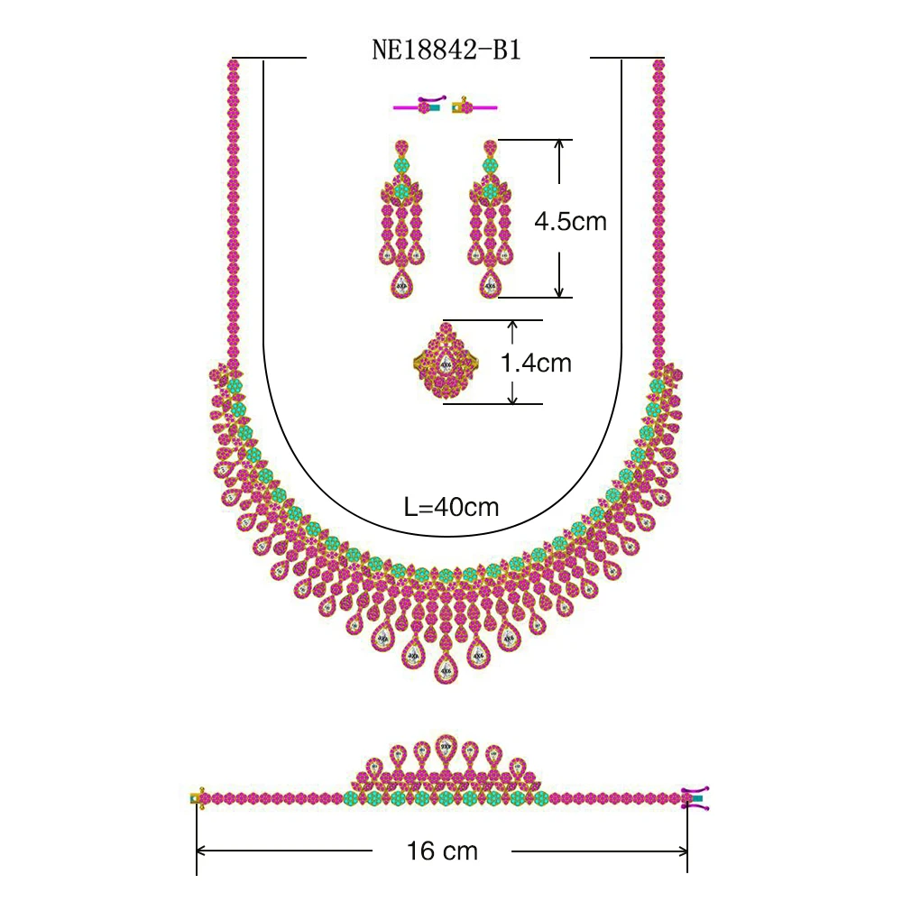 

Luxury Cubic Zirconia Necklace Bracelet Earrings Ring 4pcs Full Jewelry Set For Women Bridal Wedding Party Accessories Design
