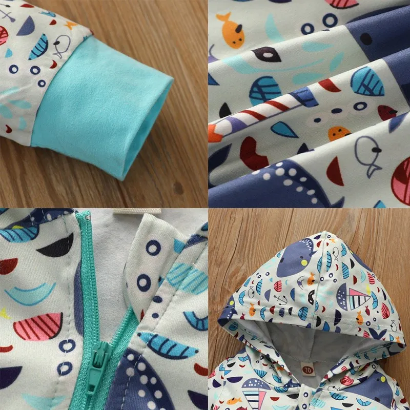 

Autumn Baby Boy Girl Jumpsuit Cartoon Pattern Hoodie Romper Newborn Casual Long Sleeve Jumpsuit Outerwear