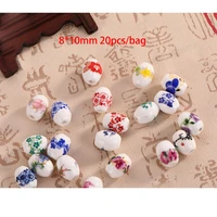 20pcslot glaze decal ceramics beads 810mm oval loose spacer beads flower charms for jewelry bracelet craft making accessories