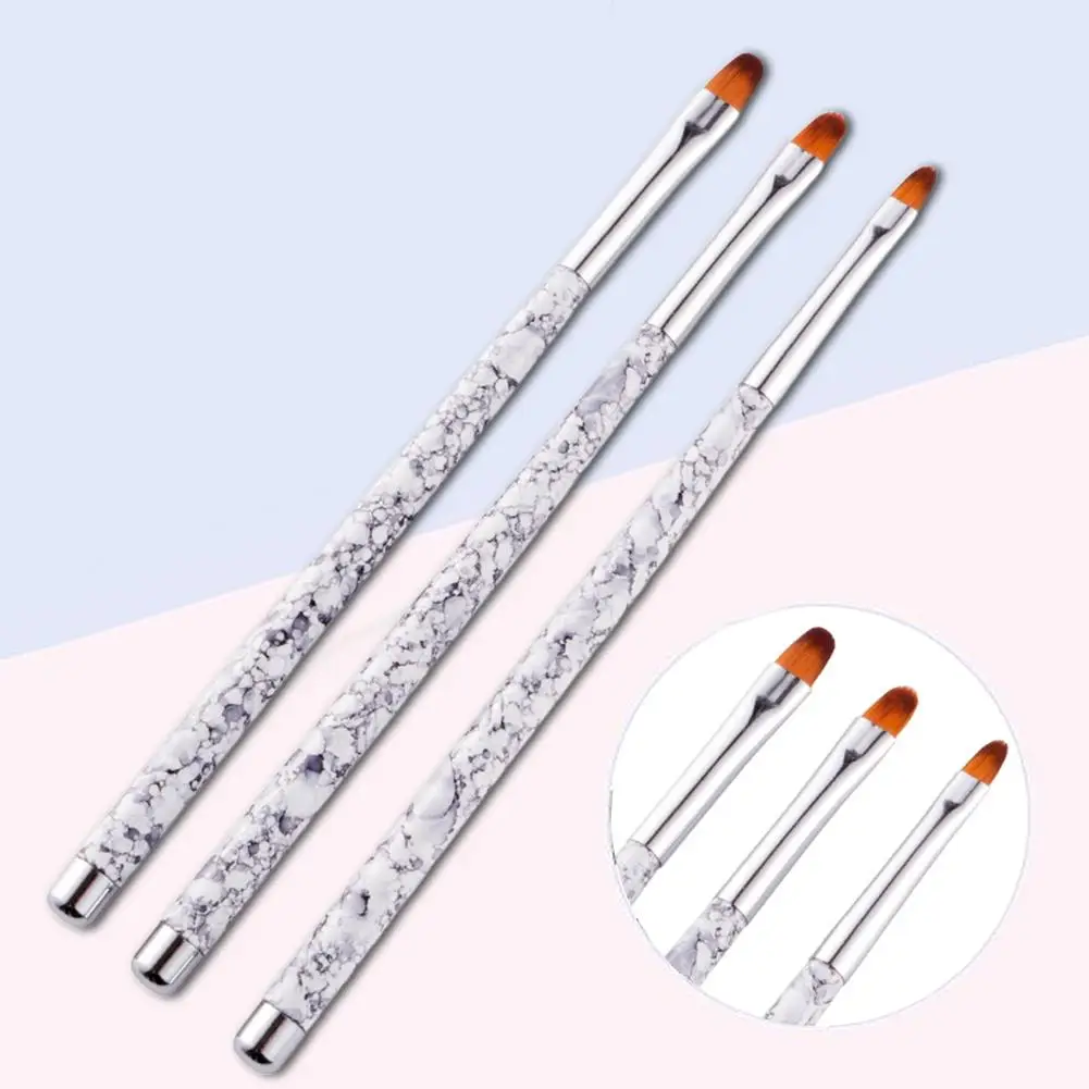 

3Pcs Marble Round Top Cleaning Nail Art Brush Acrylic UV Gel Flower Painting Pen