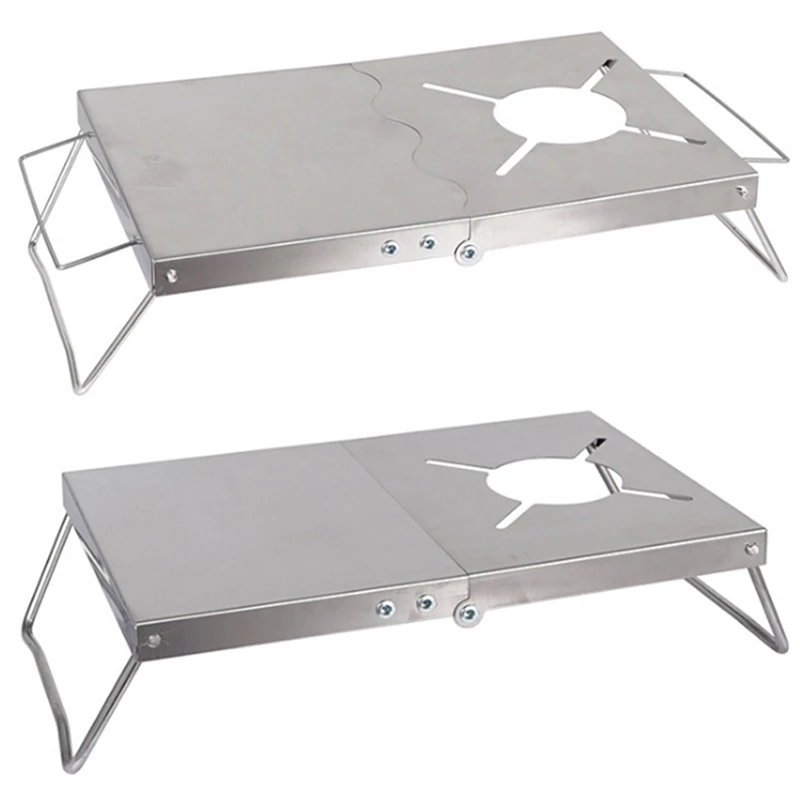 

Outdoor Folding Heat Insulation Table Stainless Steel Stove Bracket Barbecue Table Gas Stove Camping Stove Accessories