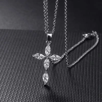 couple necklace women necklaces silver plated cubic zirconia cross necklace banquet wedding fashion jewelry give girlfriend gift