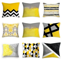 yellow gray geometric pillowcase decorative cushion for sofa diy printed pillow chair car cushion christmas home decoration