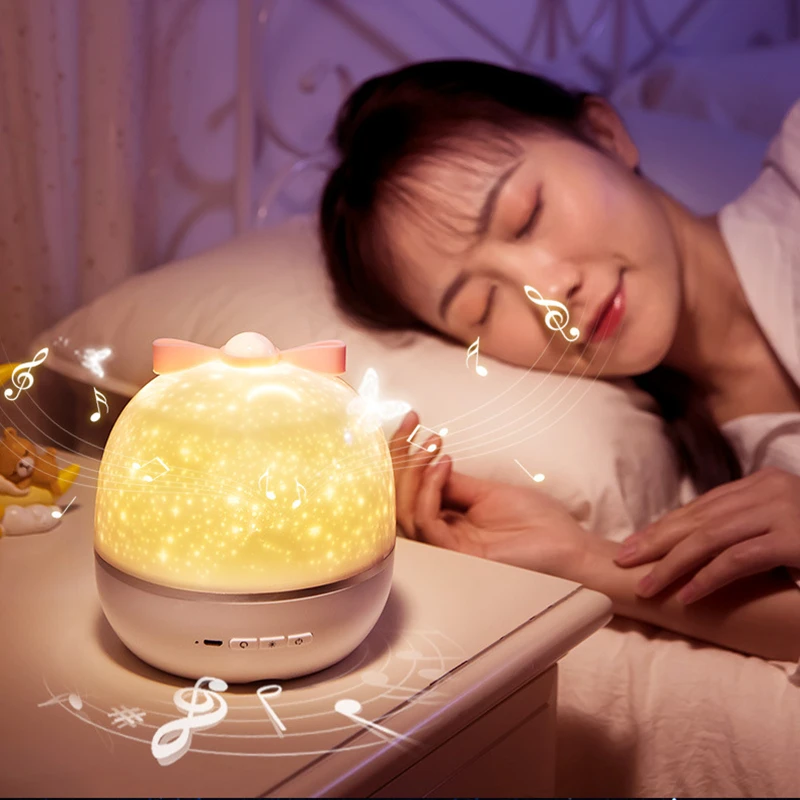 Поворотный Звездный проектор ночник светильник с Bluetooth динамиком USB