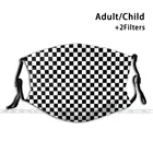 Многоразовая маска для рта с 3d принтом шашки, моющаяся маска для лица с фильтром против пыли, клетчатая маска для лица в шахматную клетку