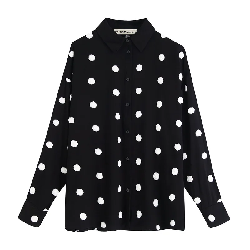Женская черно белая рубашка осень 2019 новая мода длинный рукав популярная в