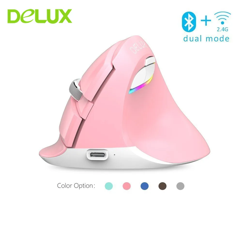 Мышь Delux M618 Mini Беспроводная Аккумуляторная Вертикальная с бесшумным кликом |