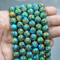 smooth natural stone tri colored turquoises round beads 15 strand 4 6 8 10 12 14mm diy bracelet necklace for jewelry making