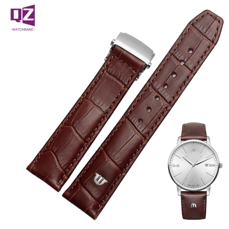 Genuine Leather watchband for MAURICE LACROIX Watch Strap 20mm 22mm folding buckle leisure business cow leather bracelet
