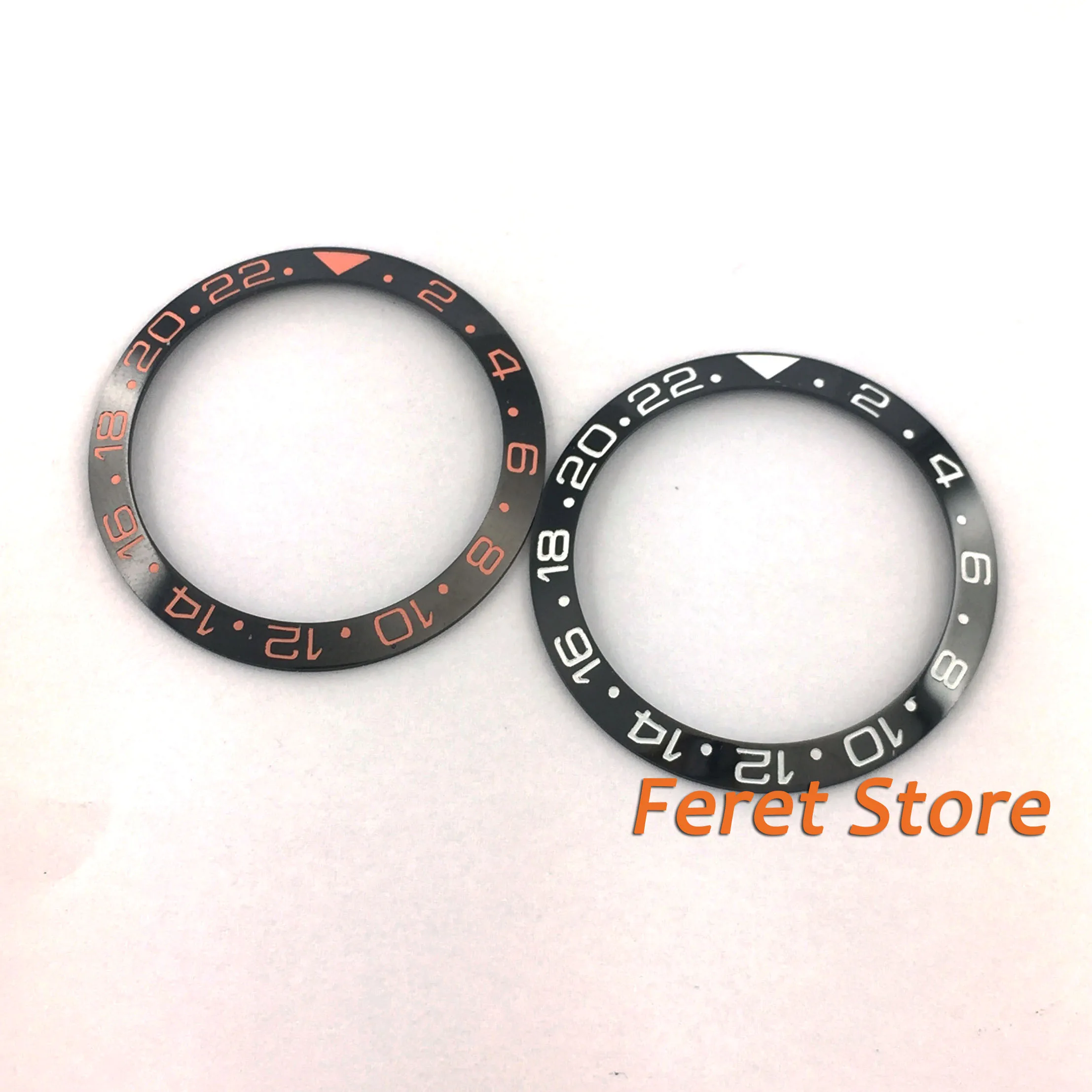 

Watch parts 38mm Full black white brown ceramics bezel with red white black mark Insert for 40mm automatic Watches