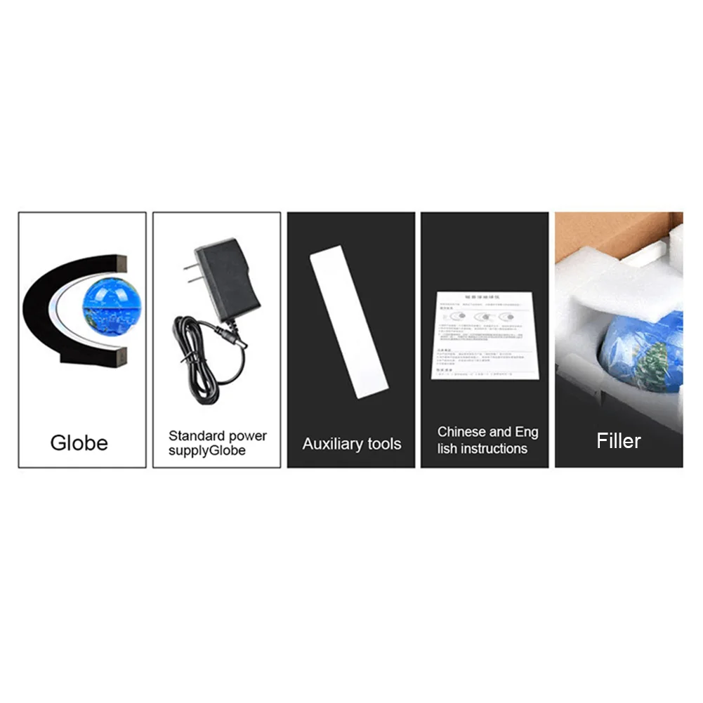 C образный Магнитный дюймовый левитационный плавающий теллурион глобус Карта