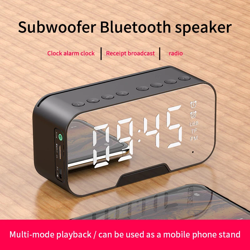 Светодиодный зеркальный будильник Bluetooth колонка FM радио беспроводной динамик s с