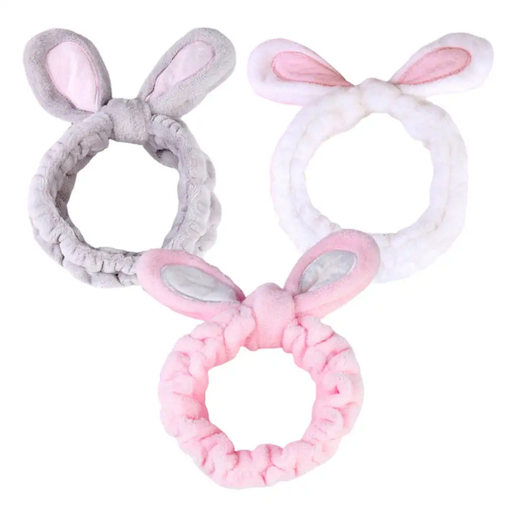 

Korean Fashion Plush Rabbit Ear Headbands Wash Face soft Hairband Makeup Headwrap Elastic Headband Hair Accessories