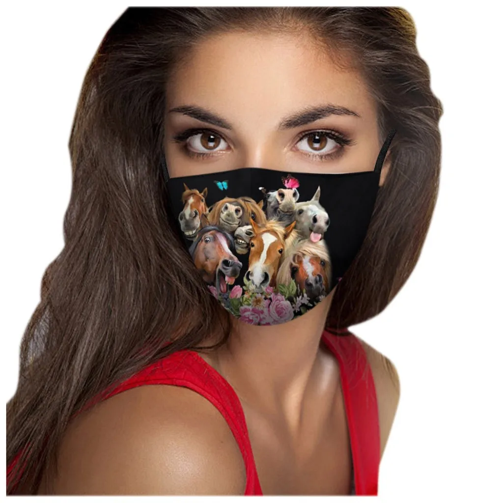 Шарф маска с принтом кошки регулируемый дышащий многоразовый защитный моющийся