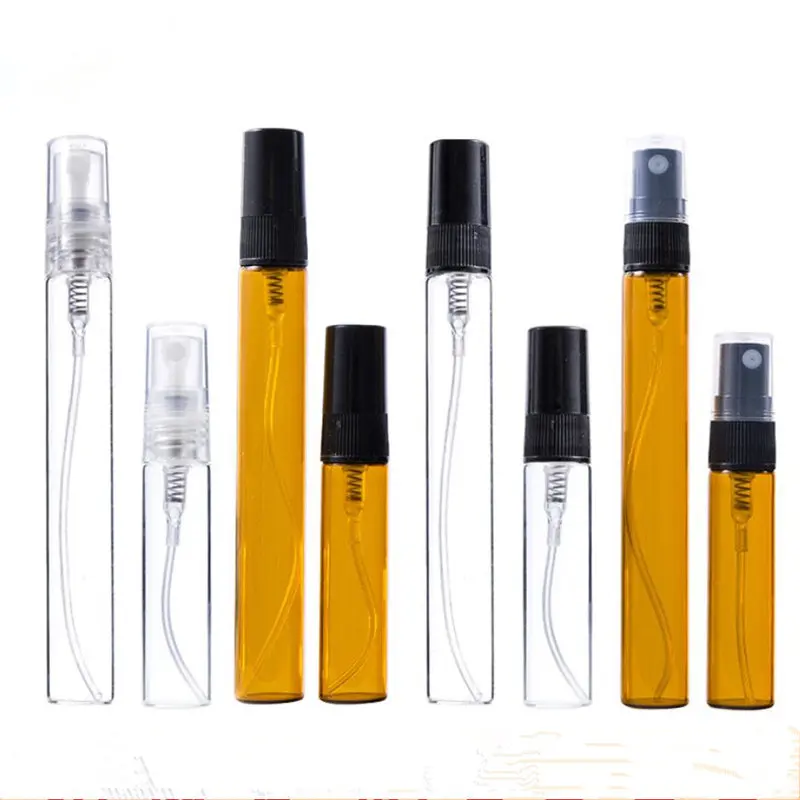 

500pcs 3ML 5ML 10ML Amber Clear Black Glass Spray Bottle Black Perfume Atomizer Mini Sample Test Tube