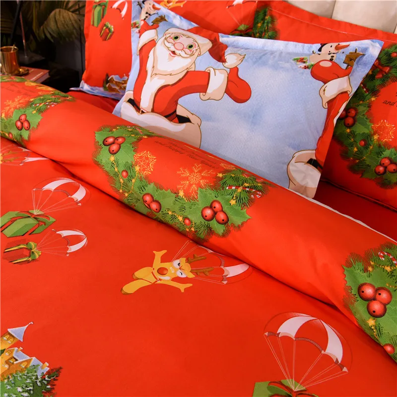 Рождественский Комплект постельного белья для детей двойной размер красный