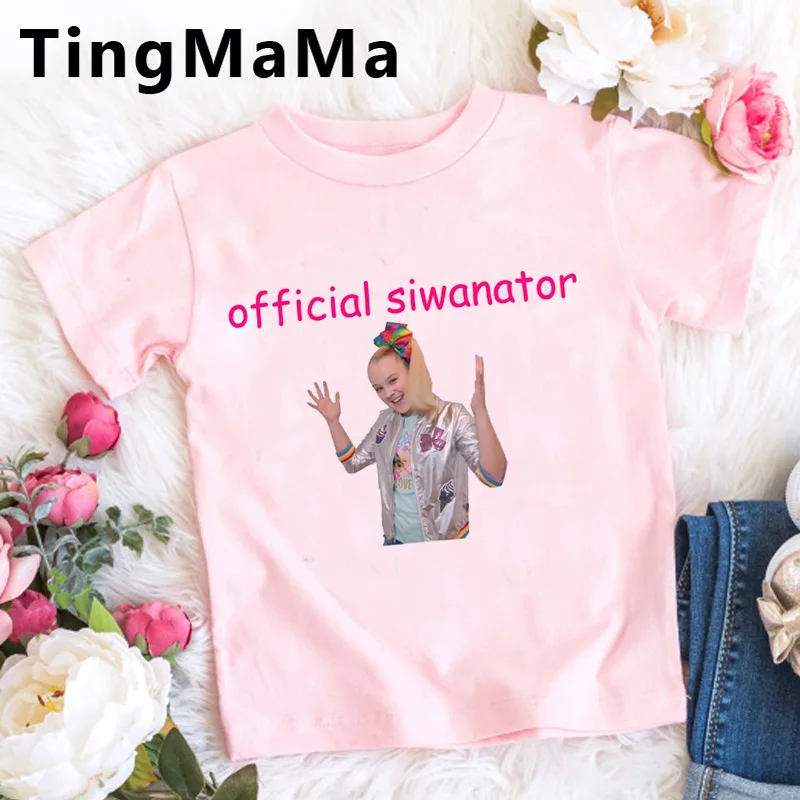 Забавная футболка Jojo Siwa Детская летняя Kawaii с графическим рисунком Милая модная