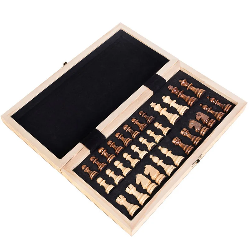 Шахматная деревянная шахматная доска из цельного дерева складная высокого