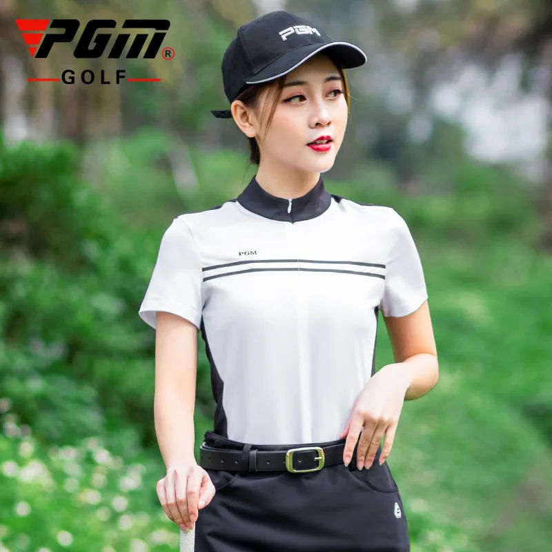 

PGM Golf Summer Quick-Drying Fabric Clothing Women's Breathable Sports Short-Sleeved Black White T-shirt YF280