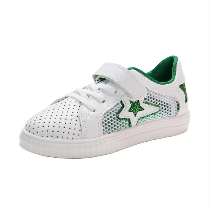 

Girls Shoes Spring & Autumn Fashion Withe Hollow Out Sneakers Breathable Sports Casual Hook & Loop For Baby Child Size 26-36