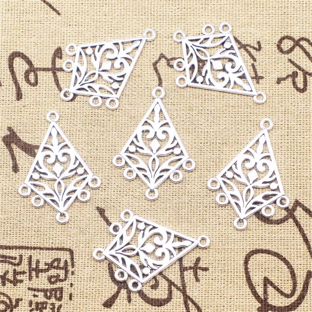 

Charms For Bracelet Making 5pcs 28x39mm Antique Silver Color Earring Connector