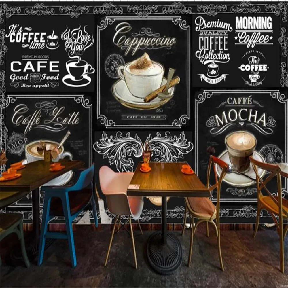 Milofi пользовательские большие 3D Обои фреска ретро ручная роспись Доска кофе Столовая Украшение фоновая стена обязательная