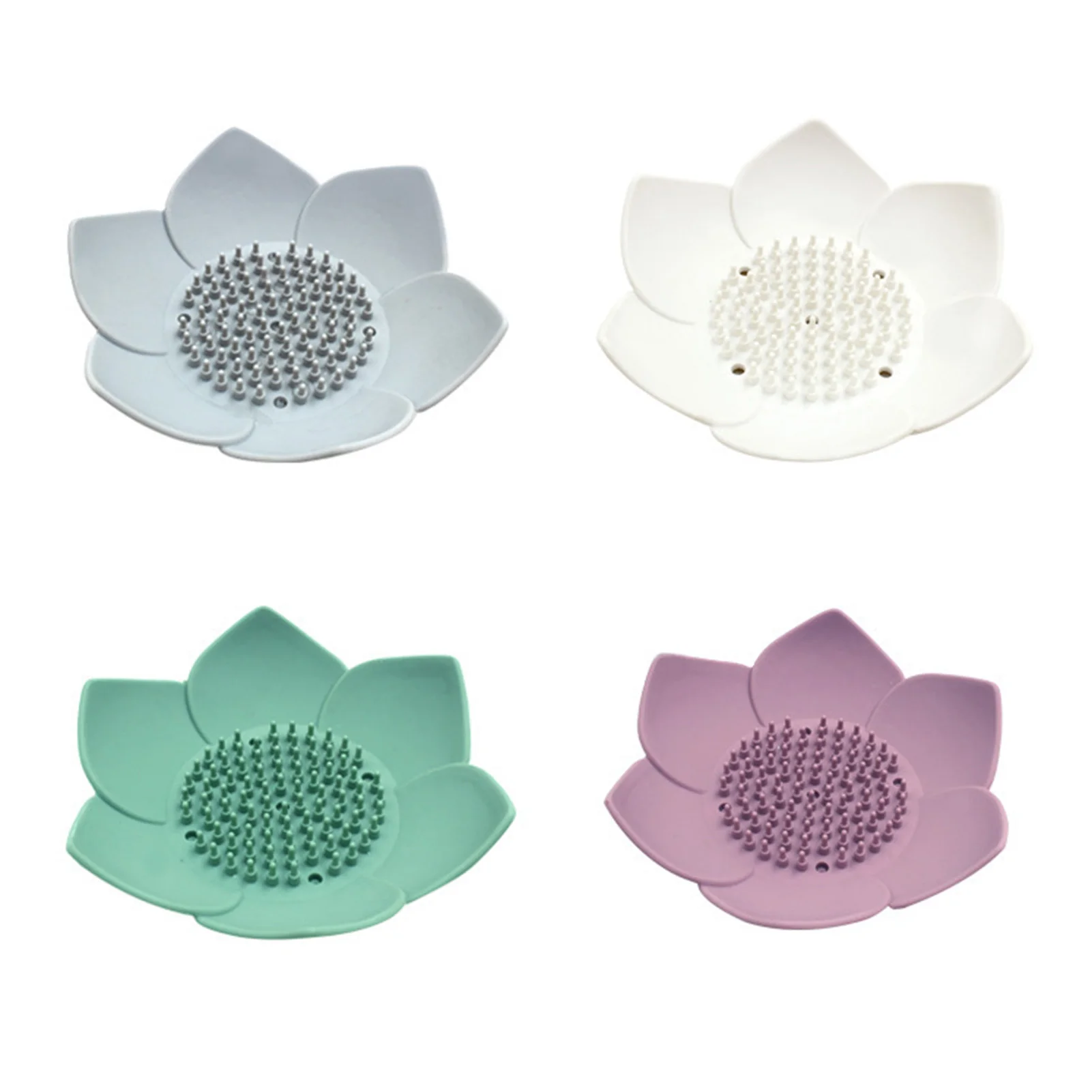 

Portable Plate Lotus Shape Holder Soap Dishes Silicone Draining Soap Dish Soap Box Anti-skid Soap Tray Bathroom Accessories