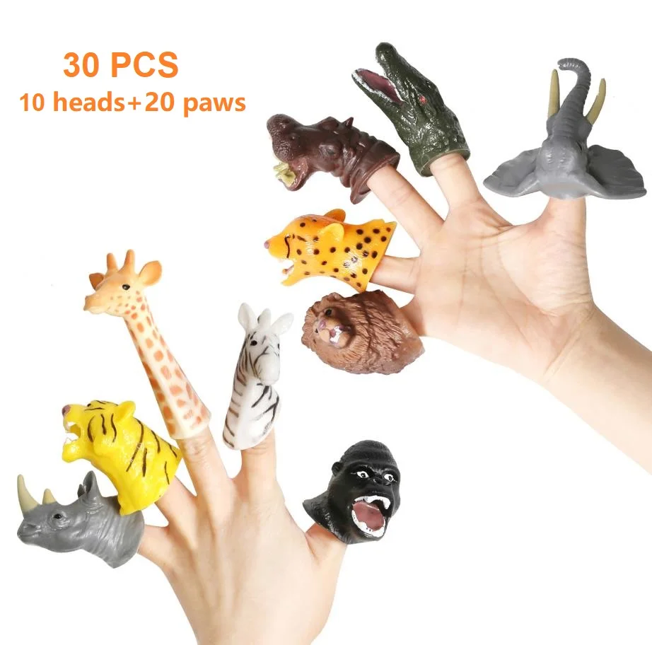 10 Set (30 Pcs) 30 шт. мягкие виниловые животные-марионетки на пальцы реалистичные Тигр Леопард Жираф Рука марионетка куклы модель игрушки для детей мальчиков и девочек - Цвет: 10 Set (30 Pcs)