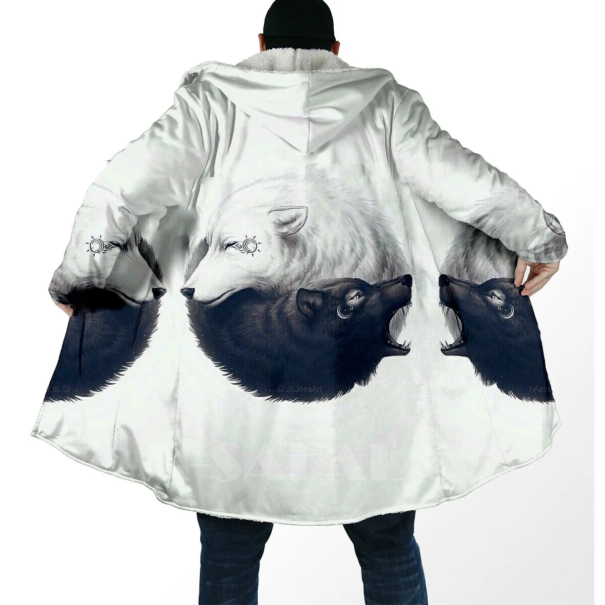 Толстая теплая накидка с капюшоном для женщин и мужчин пальто драконом волка