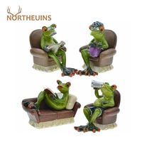 northeuins resin 2 pcs couple sitting on sofa frog figurines for interior creative modern nordic home decoration accessories