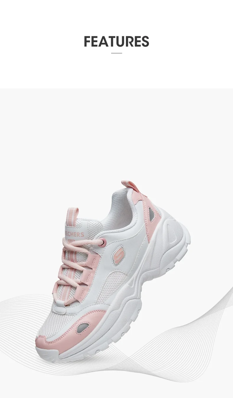 Skechers/кожаные женские массивные кроссовки на платформе; повседневная обувь на массивном каблуке; Женская Удобная обувь для папы на больной подошве; женская обувь