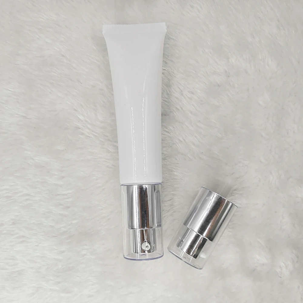 50pcs 30ml White Cream Soft Tube with Silver Pump,Cosmetic Airless Tube