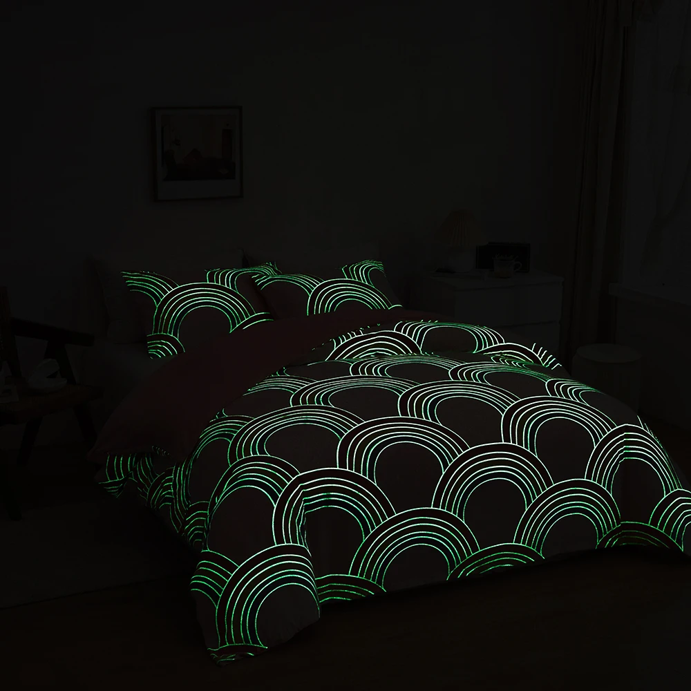 Fluorescent Duvet Cover Sets for Double Beds Rainbow Print Bed Sheet Set Kids Bedding Queen Size funda nordica cama 150 | Дом и сад