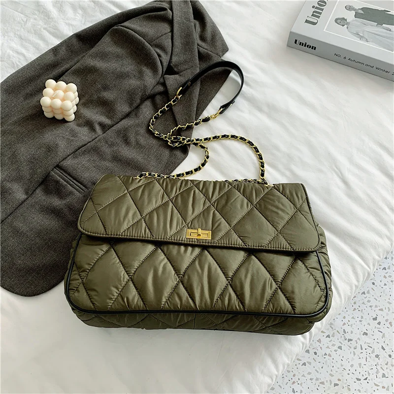 

Lattice Large Tote Armpit Bag 2021 Fashion New High-quality Nylon Women's Designer Handbag High capacity Shoulder Messenger Bag