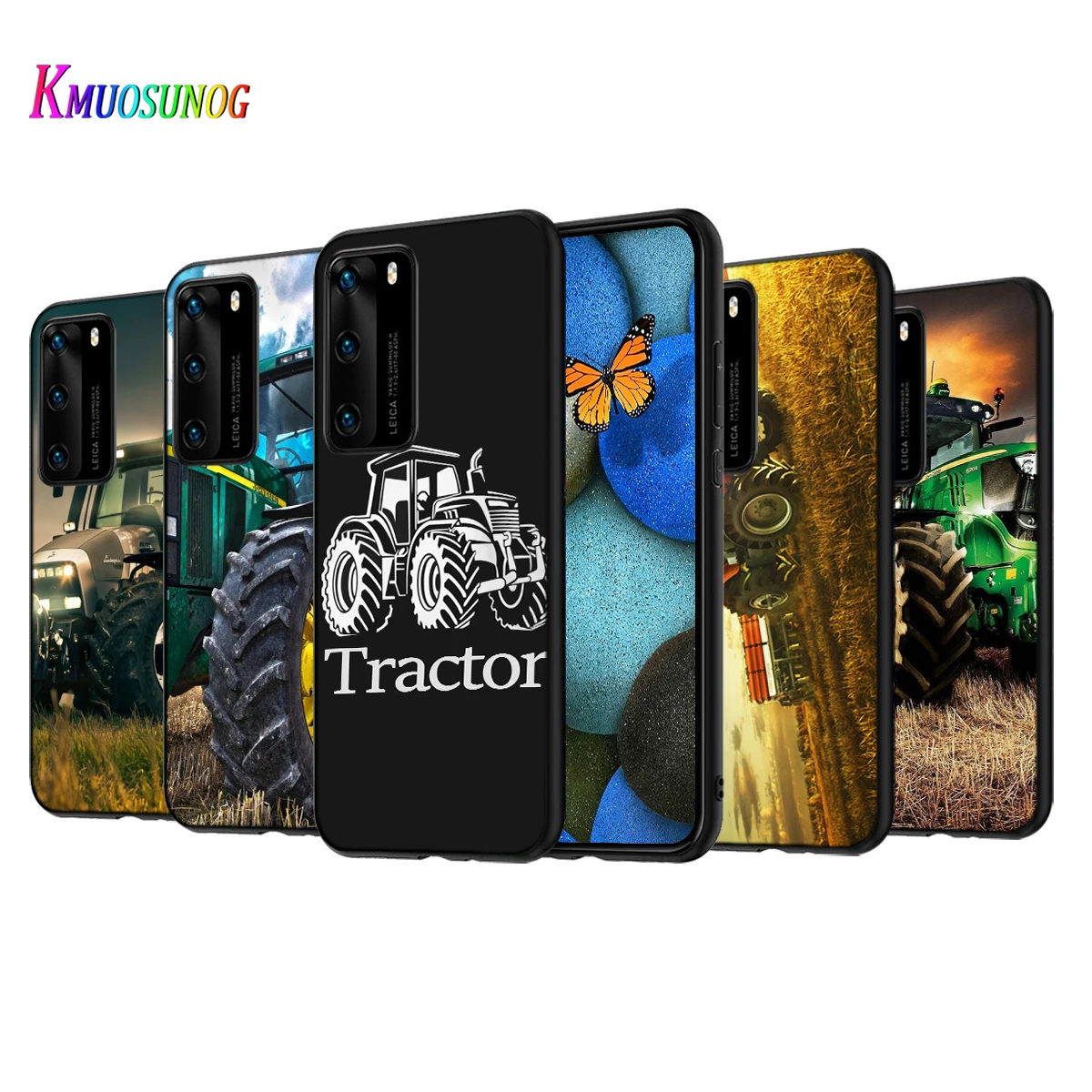 

Big Tire Tractor Car Silicone Cover For Huawei P50 P40 P30 P20 Pro P10 P9 F8 Lite E Plus 2016 5G Black TPU Phone Case