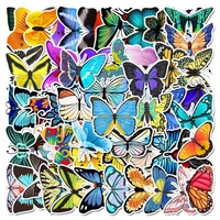 53pcs cartoon graffiti color butterfly stickers aesthetic luggage flat water cup car waterproof decorative sticker