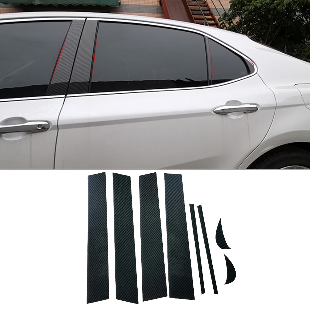 8Pcs For Toyota Camry 8th 2018 2019 Car Window B-pillars Decorative Sticker Scratch Resistant | Styling Mouldings