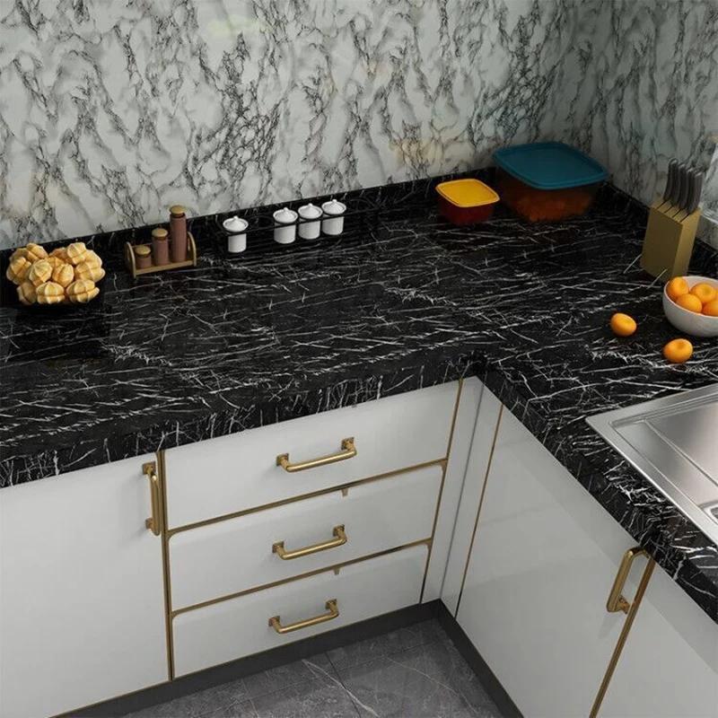 Современные самоклеящиеся мраморные обои рулон мебели кухни ПВХ Виниловая