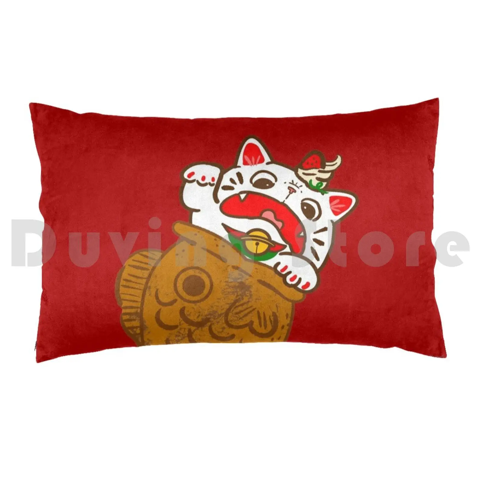 Чехол Taiyaki Neko с принтом подушки 50x75 кошка котенок рыба сладкий мороженое десерт