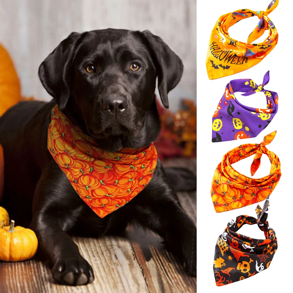 Dog Halloween Collar Bandana Halloween Pet Neckerchief Scarf Neck Scarf for Medium Dogs Cats Grooming Accessories for Pets