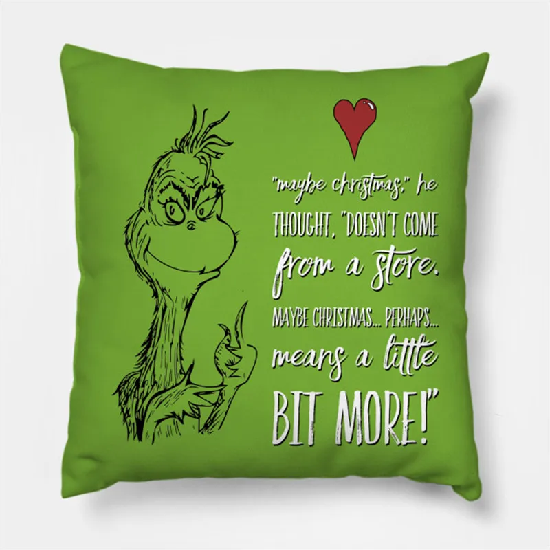 

Merry christmas cushion Cover Green monster and love Printed 45*45cm Christmas Pillowcase Gifts Xmas Cushion Decorative for home