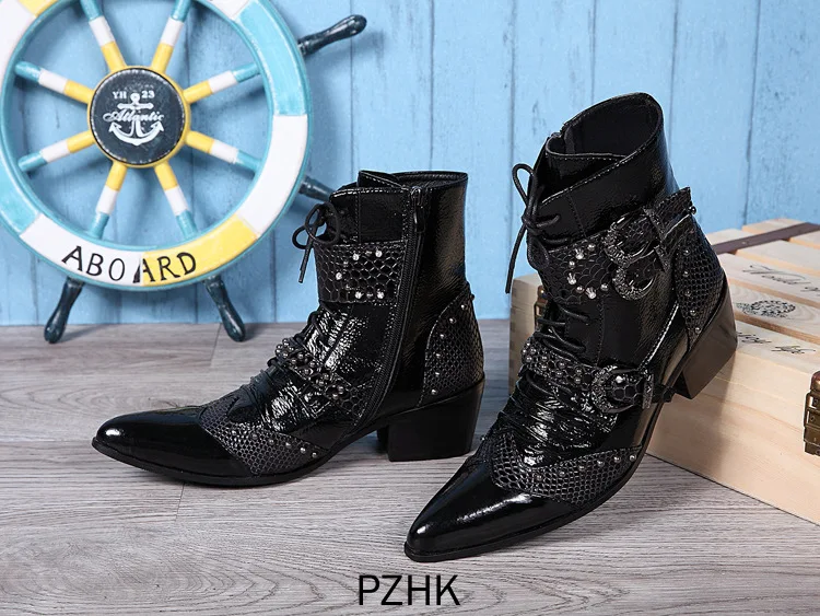 Botas Masculina/2019 мужские кожаные ботинки с острым носком Модная Джинсовая обувь для