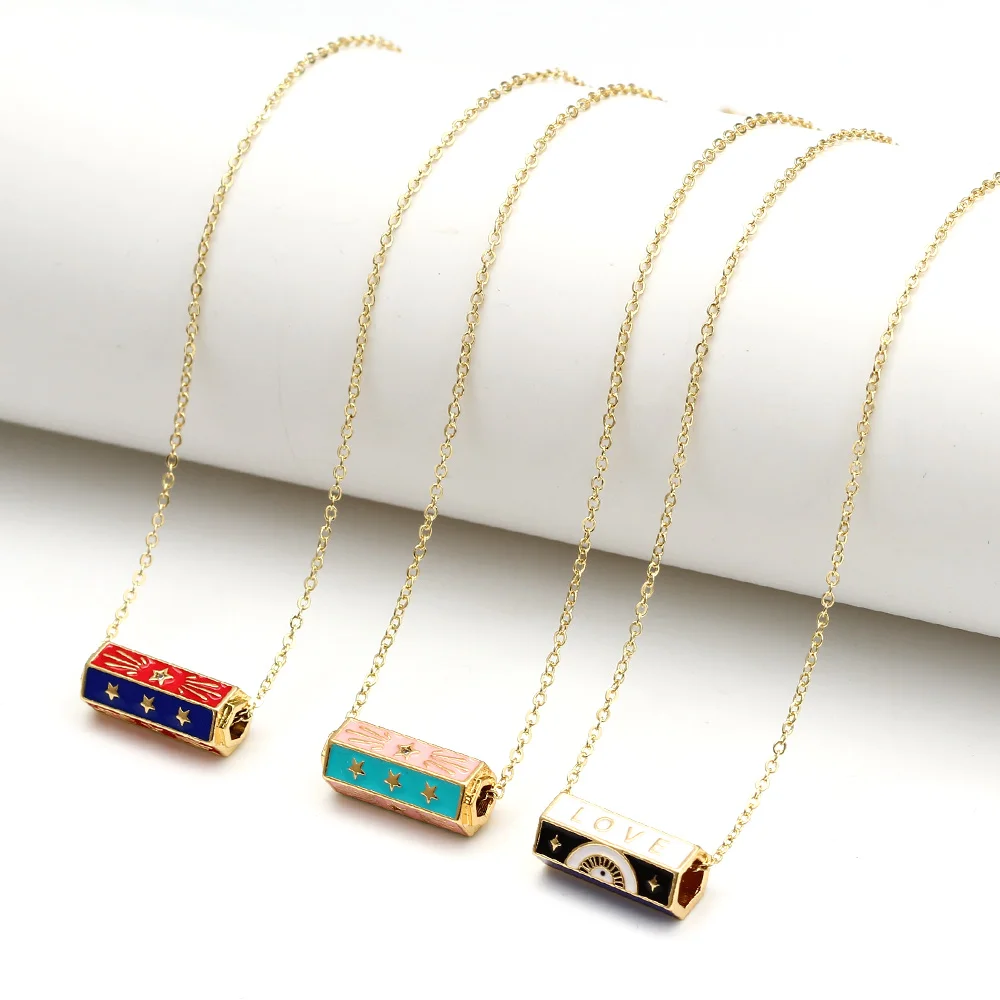 Эмалированное медное ожерелье с подвеской Wish Card для женщин и девушек модель 2021