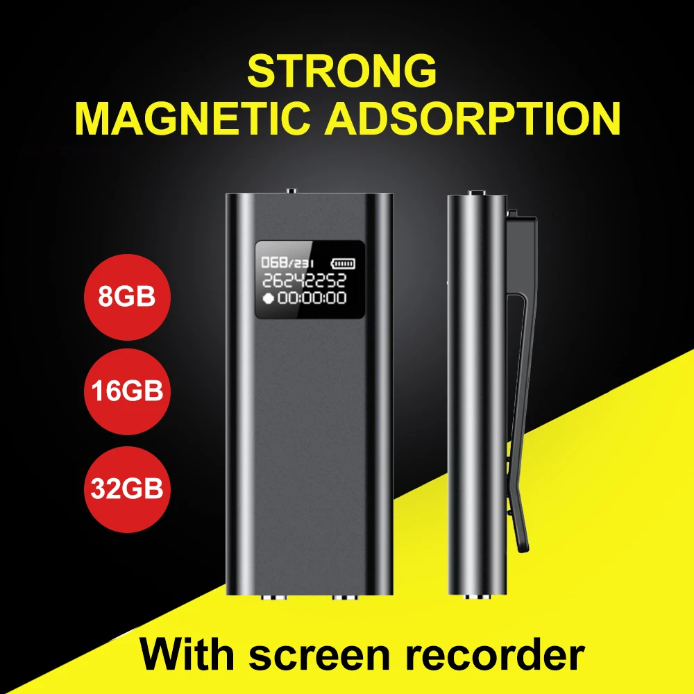 

Q25 MP3 Recorder With Screen Back Clip Voice Recorder Support 32GB Recording Time For 720 Minutes 192 Kbps