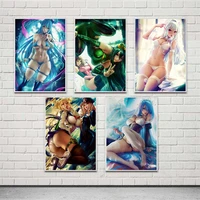 canvas hd printed sexy girl pictures wall art anime character paintings home decor nude figure modular posters for living room