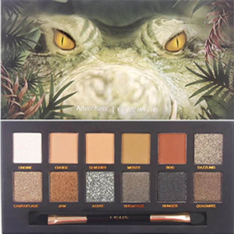 Crocodile Eyeshadow Tray Twelve-Color Explorer Piglet Tiger Ice Wolf Crocodile Animal Eye Shadow Disk - Цвет: Crocodile