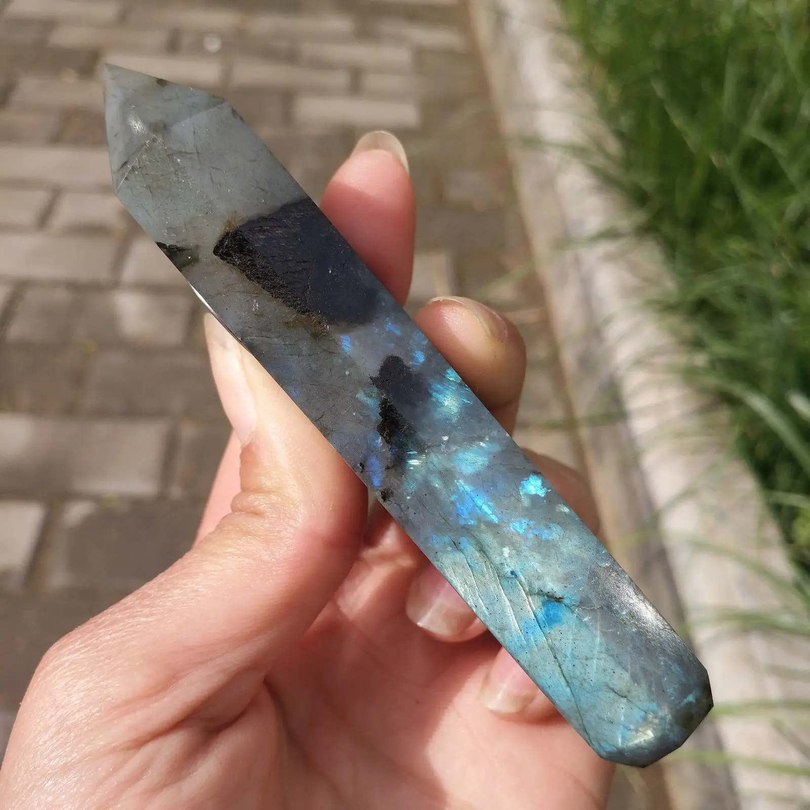 Натуральный красочный лабрадоритовый кварц кристалл держатель сигареты курить