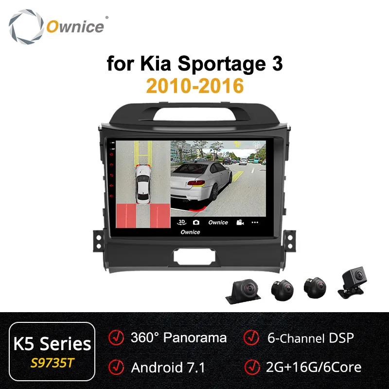 Ownice Android 9,0 360 Panorama k3 k5 k6 для KIA KX5 Sportage 3 4 2007- Автомагнитола 2din Navi gps плеер DSP 4G LTE SPDIF - Цвет: S9735 K5