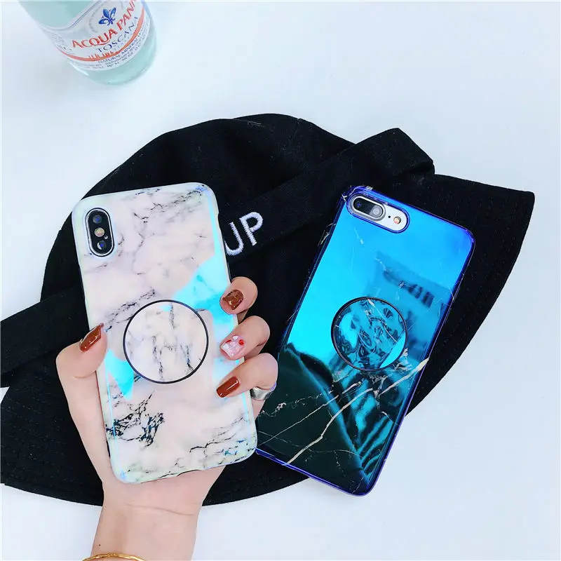 Чехол для телефона OliveMoon Blue-Ray с мраморной текстурой iPhone 6 6S 7 8 Plus XS MAX XR X мягкий