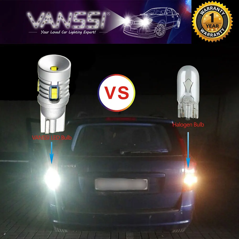 VANSSI 2 шт. очень яркий 1000lm T10 W5W 194 T15 912 921 Светодиодный лампочки CANBUS без ошибки 9SMD светодиодный парковки обратный светильник белый 6000K